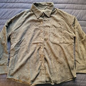 Olive Corduroy Button-Up Shirt